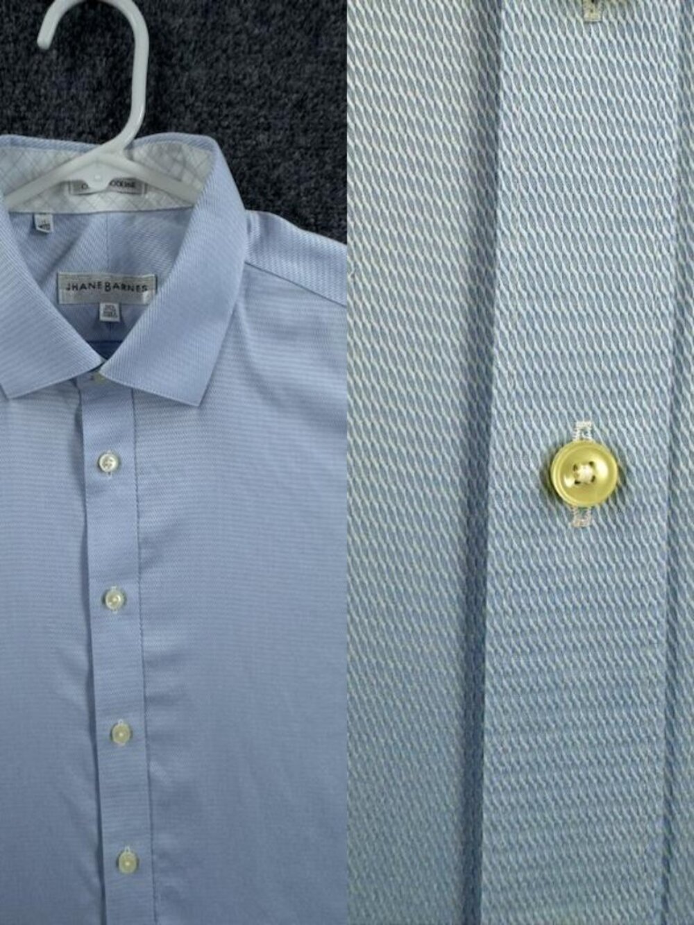 Jhane Barnes Modern Blue 17 32/33 Long Sleeve Button Up Cotton Mens Shirt Woven